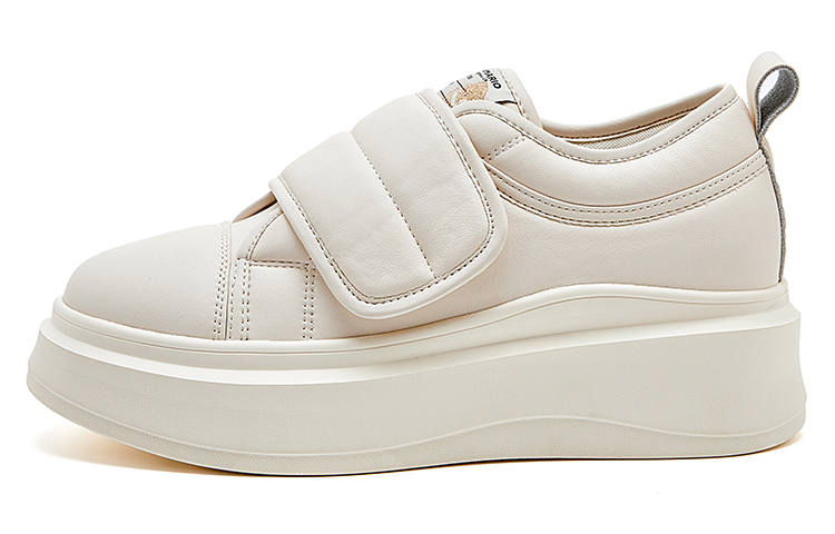 Joy&Mario Leather Stylish Skateboarding Shoes Women's Beige