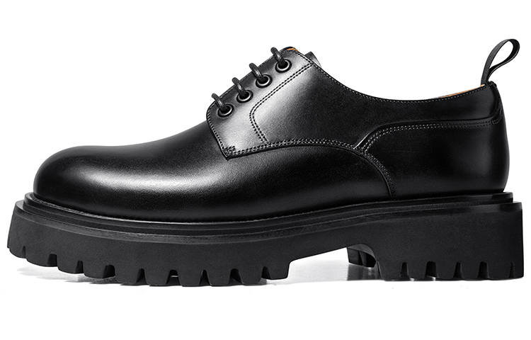 THOM WILLS Cleanfit Calfskin Chunky Derby Shoes Old Money Style Casual Shoes 4.8cm Men's Black