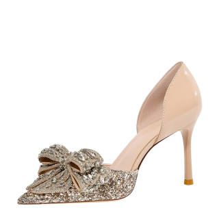 LIKE Patent Leather Slim Heel High Heels 8cm Women's