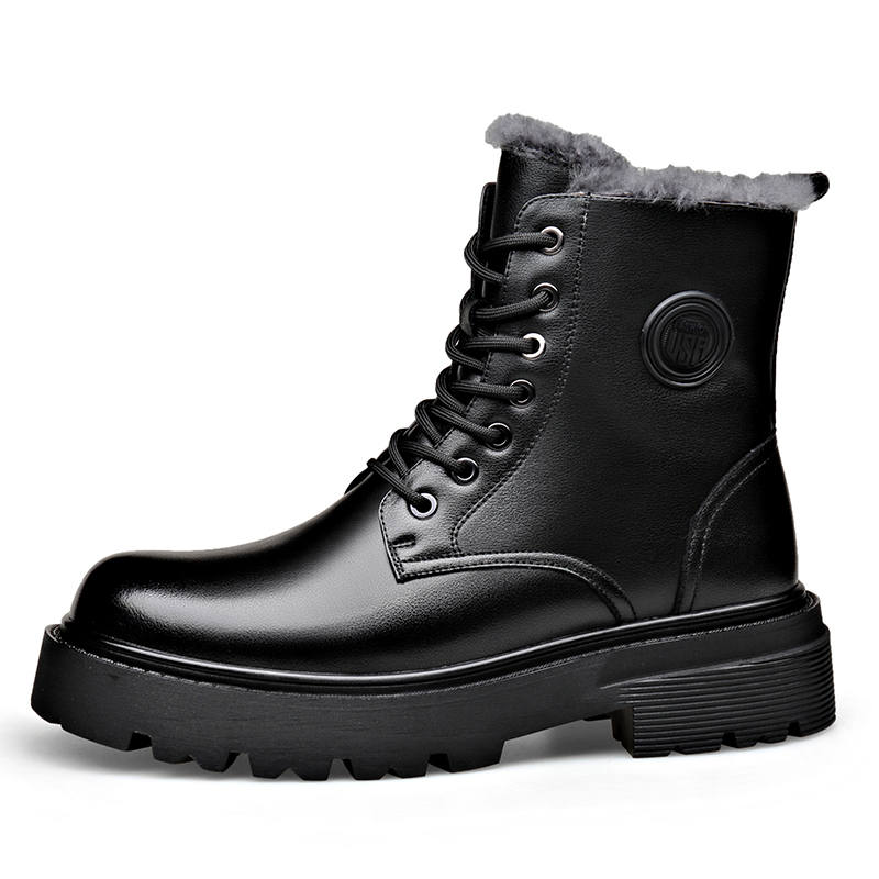 LUOMAIKE LUOMAIKE Cow Split Leather Short Combat Boots Men's Black