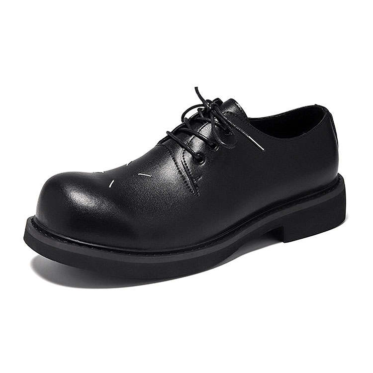 KAQIAODI Cow Split Leather Casual Shoes Black