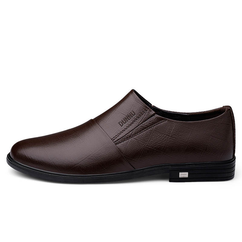 DUNNU Casual Leather Shoes Men's Low Top Black