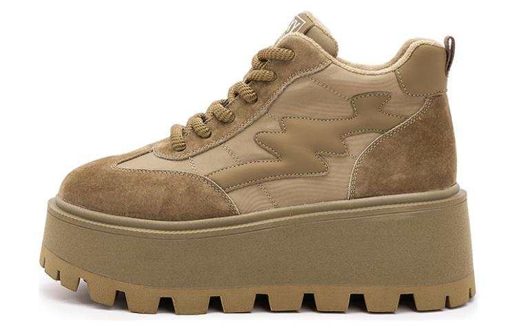 MILANLIANGE Split Suede Fleece Lined Thermal Platform Comfortable Lightweight Height Increasing Thermal Low top