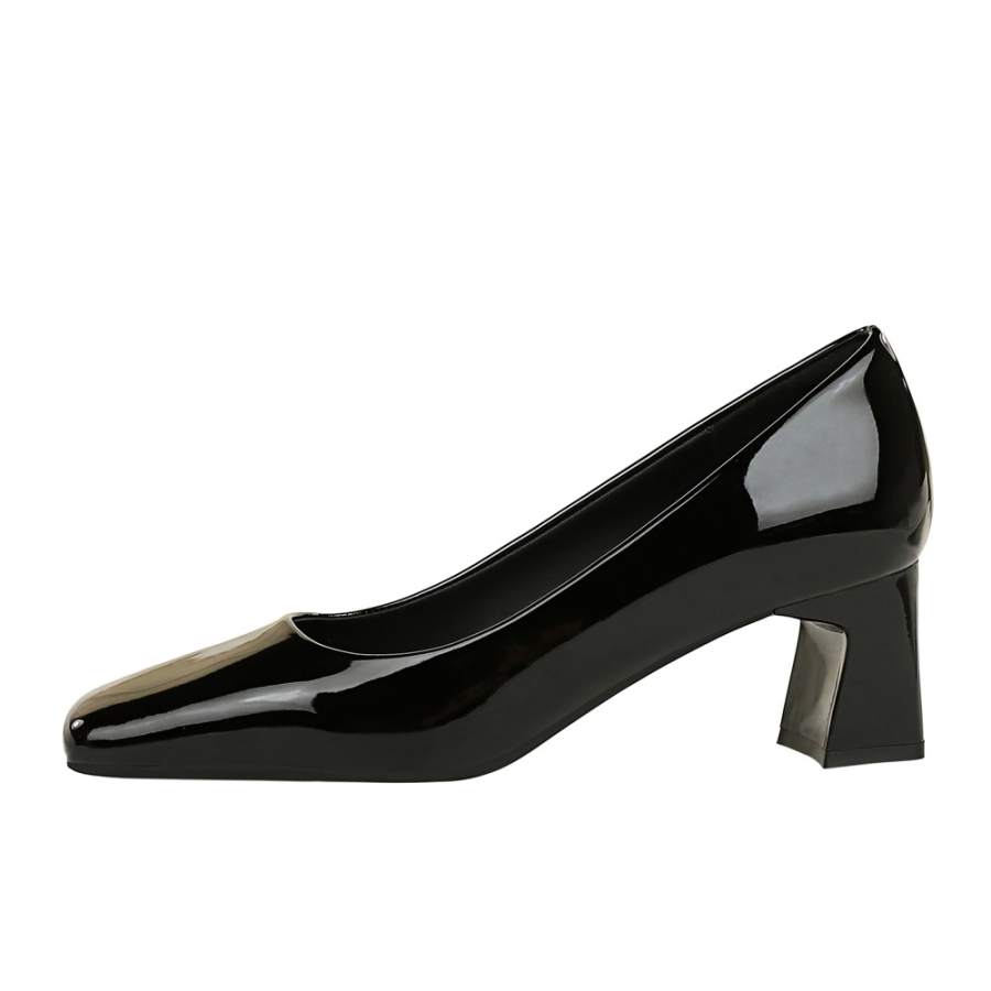 QITUMAUL Patent Leather Chunky Heel High Heels 5CM Women's