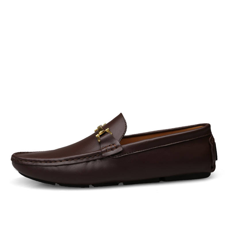 YINGLUNQISHI Top Grain Cow Leather Casual Shoes Men's Dark Brown