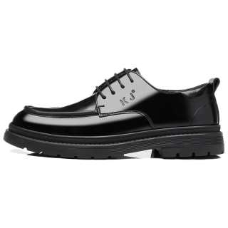 KJ Casual Leather Shoes Men's Low Top Black
