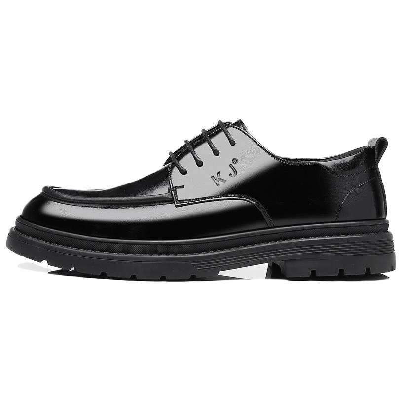KJ Casual Leather Shoes Men's Low Top Black