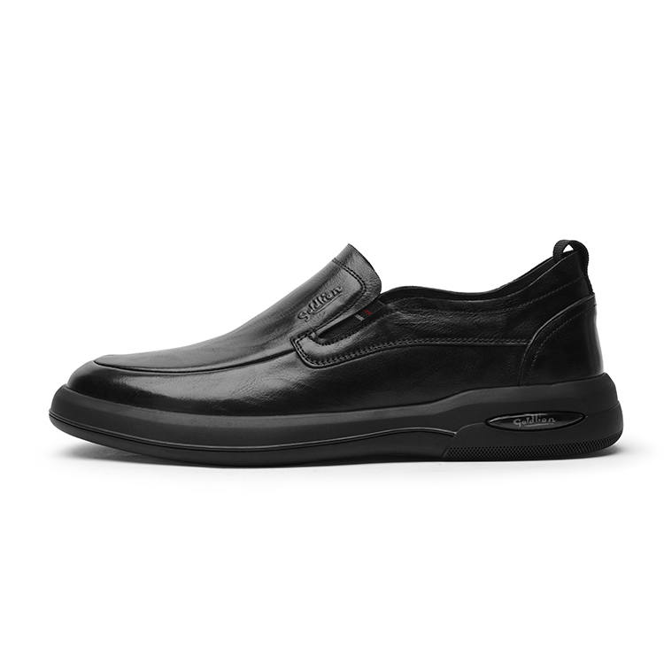 GOLDLION Top Grain Cow Leather Casual Shoes Men's Black