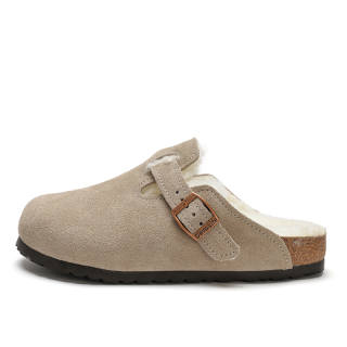 Devo Life Cork Fashion Vintage Casual Fleece Lined Mules Closed Toe Slippers Unisex