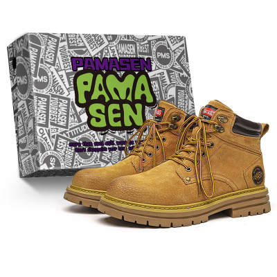 PAMASEN Split Pig Leather Short Combat Boots Unisex Box Included