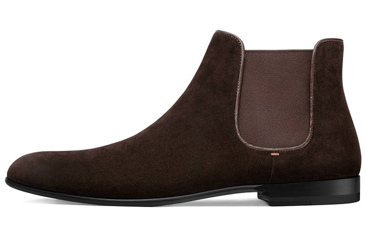 THOM WILLS Cow Suede Short Chelsea Boots Men's Dark Coffee