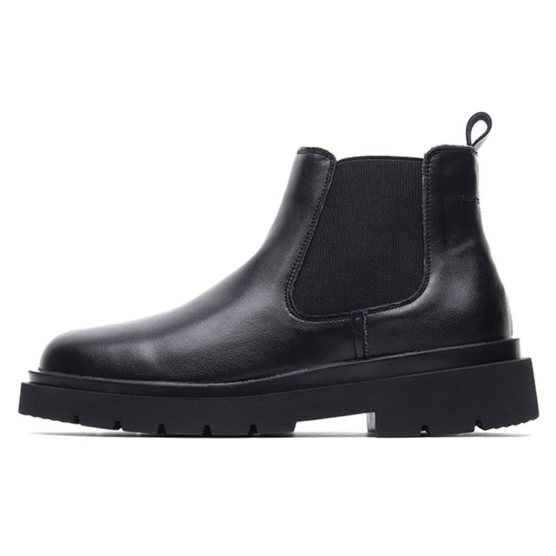 WEISHIBANGWEI Microfiber Leather Short Chelsea Boots Men's Black