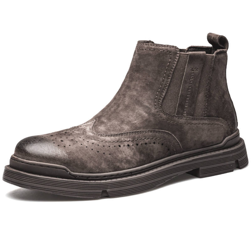EGCHI EGCHI Split Pig Leather Short Chelsea Boots Men's Brown