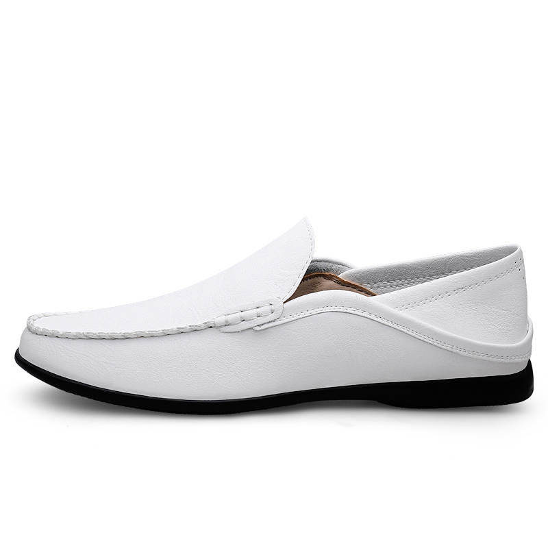 YINGLUNQISHI Top Grain Cow Leather Casual Shoes Men's White