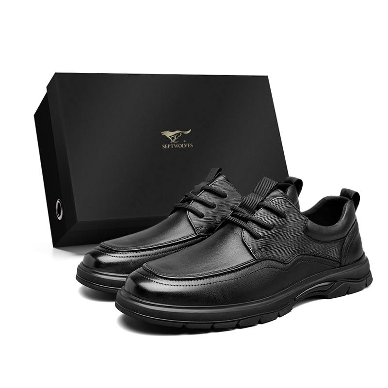 SEPTWOLVES Top Grain Cow Leather Casual Leather Shoes Men's Black