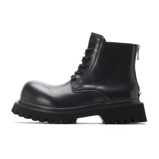 FEELDOTRENDS Short Combat Boots 5 Cm Unisex Black Regular/Fleece Lined