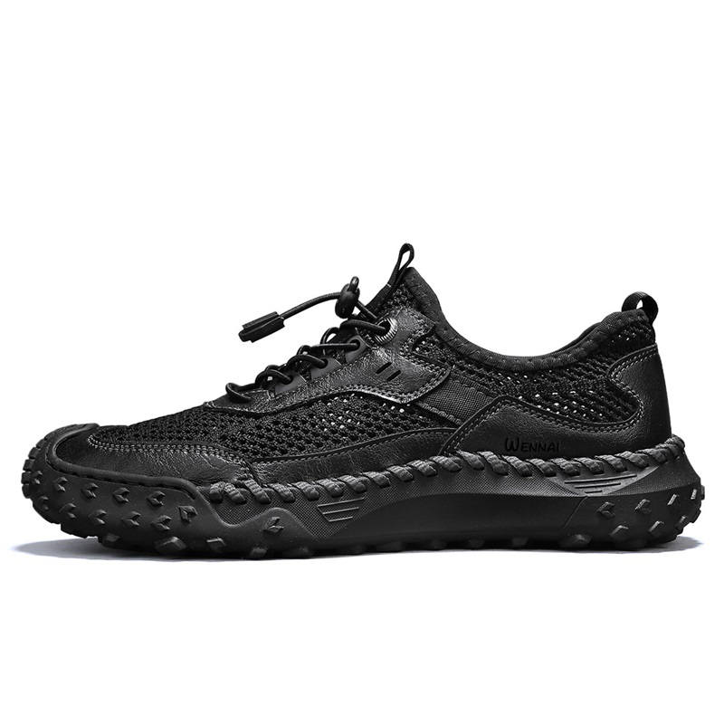 WENNAI Mesh Low top Casual Shoes Men's Black