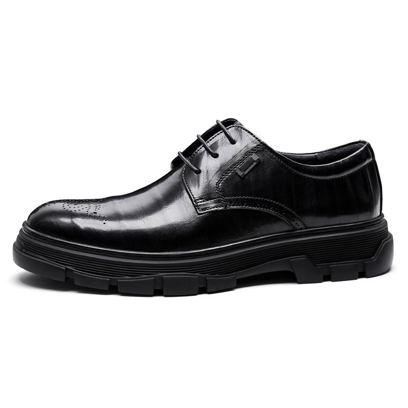 PALMPOLO Top Grain Cow Leather Casual Shoes Men's Black