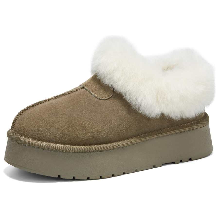 ZGR Cow Split Leather Thermal Cushioning Short Snow Boots Women's