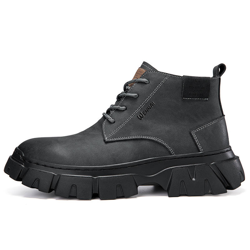 WENNAI WENNAI Work Boots Men's Mid Top Black/Brown