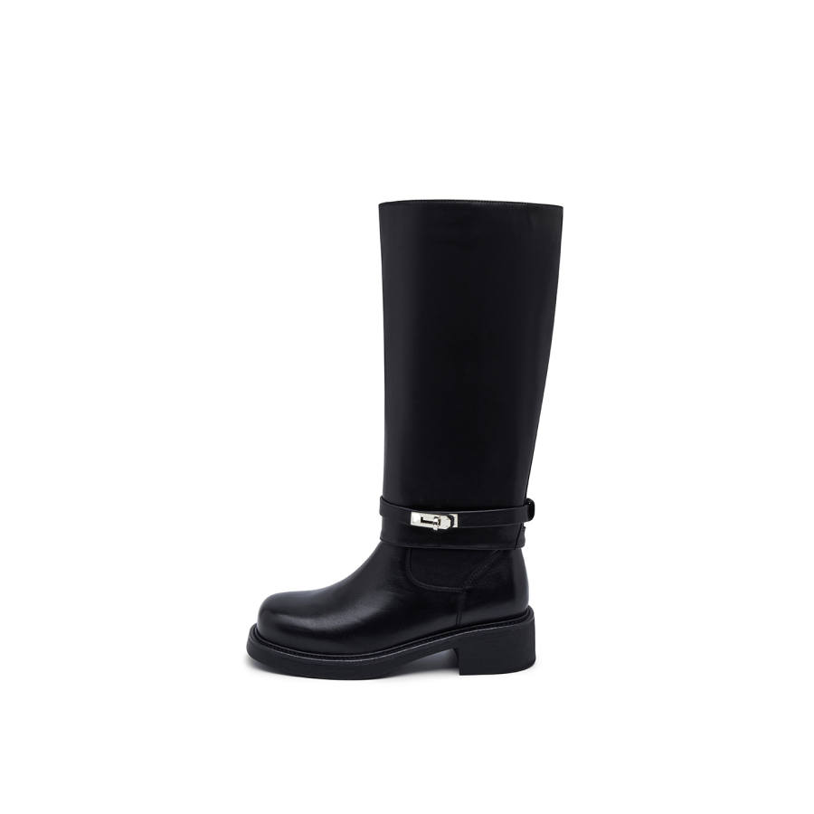 ELLE Foldover Boots Cow Leather Super Popular Knee High Boots Women's 2025 Women's Boots