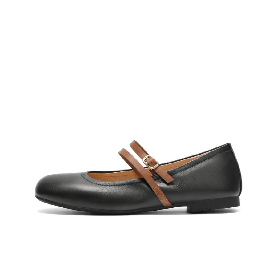 BELLE Sheepskin Block Heel Mary Jane Shoes 1.5cm Women's