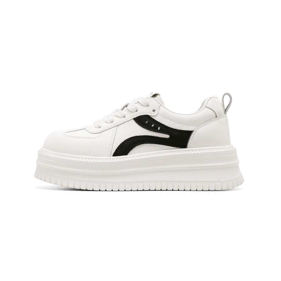 C°BANNER Synthetic Leather Abrasion Resistant Skateboard Shoes Women's Beige Black