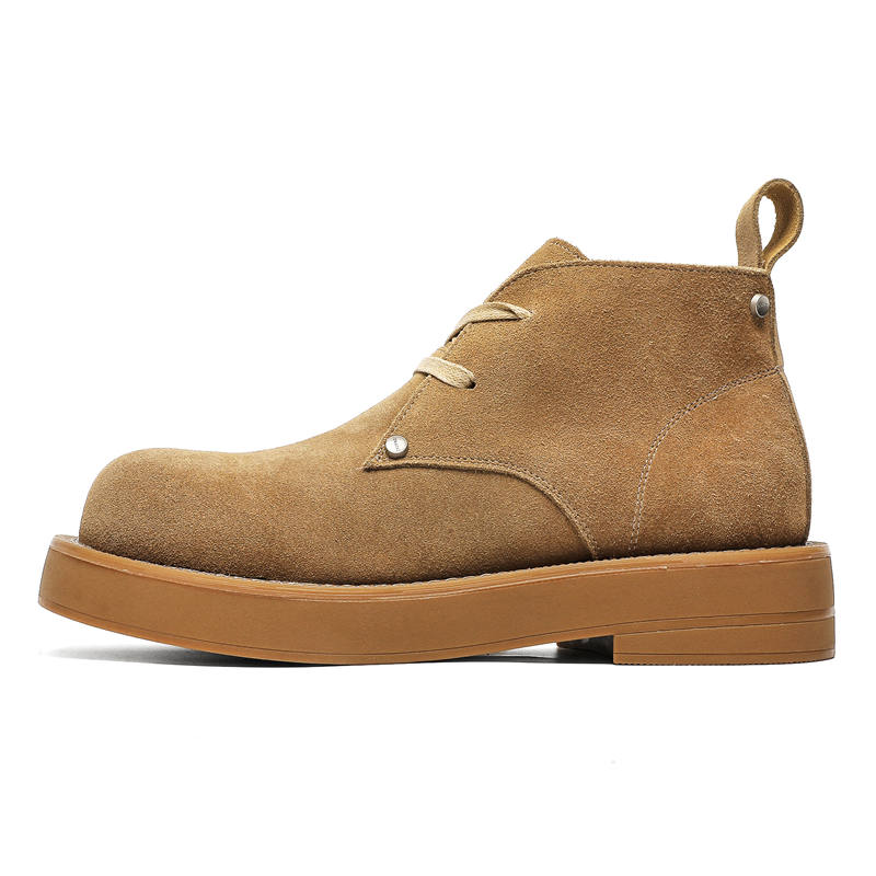 ZHENRAN Cow Suede Combat Boots Men's Yellow