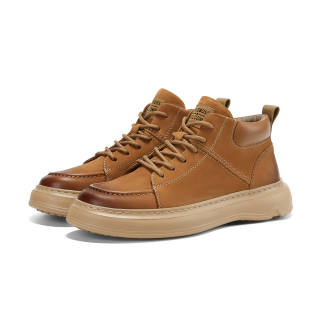 HALEBOSS Cow Leather Short Combat Boots Men's