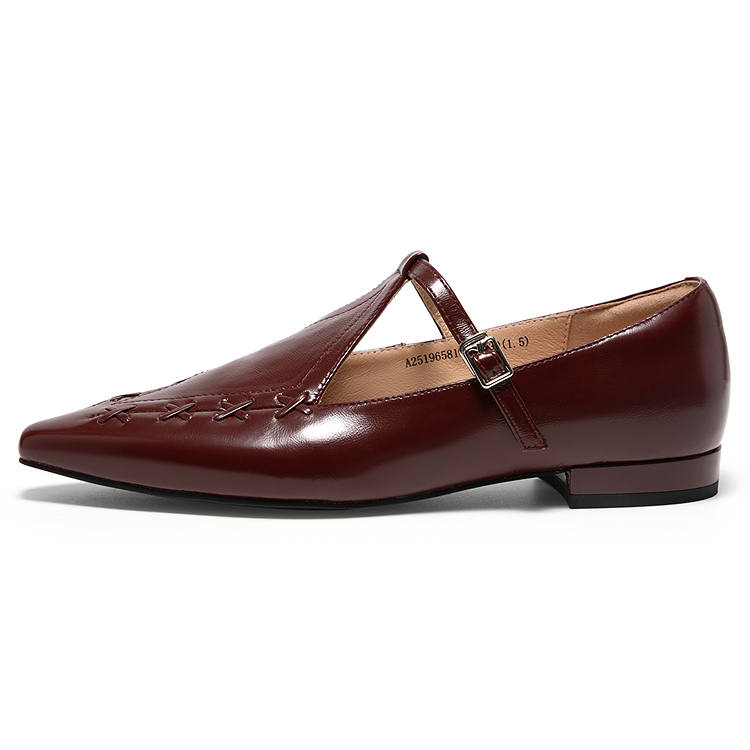C°BANNER Cow Leather Chunky Heel Mary Jane Shoes Women's