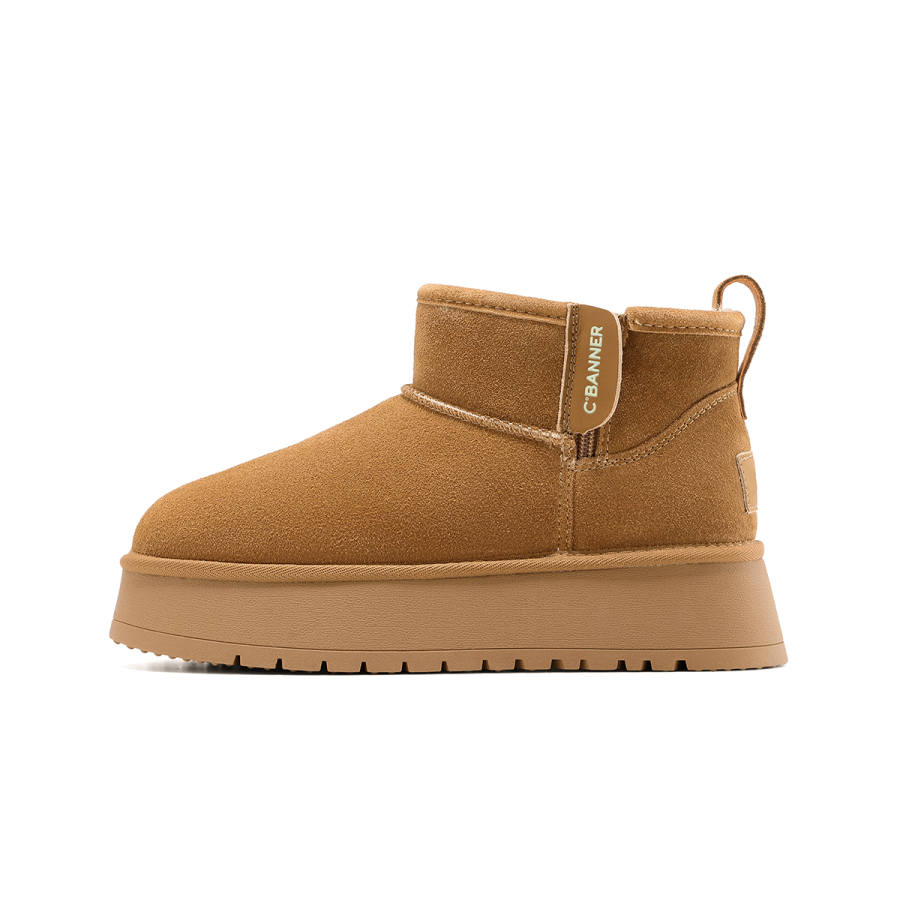 C°BANNER Cow Split Leather Thermal Short Snow Boots Women's