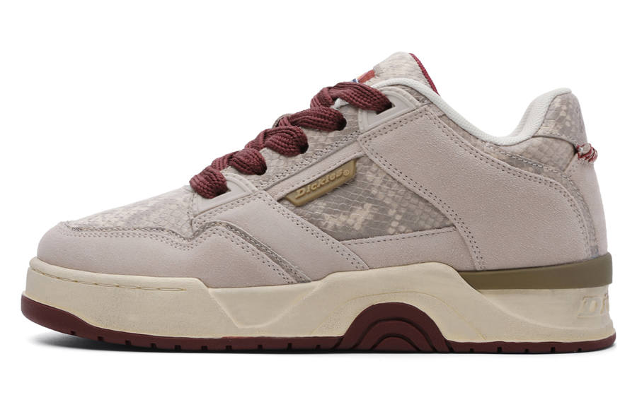 Dickies Dickies Cow Split Leather Coverage Low top Skateboard Shoes Unisex Beige Red