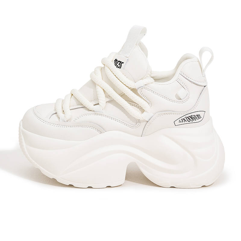 MILANLIANGE Cushioning Slip Resistant Abrasion Resistant Breathable Height Increasing Low top Chunky Sneakers Women's