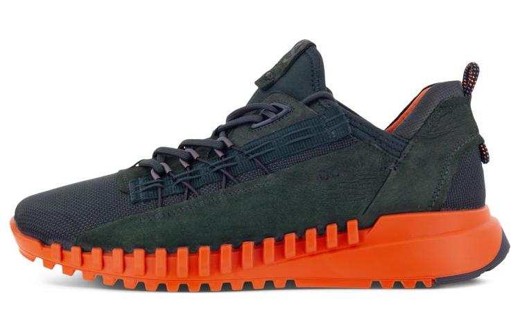 Ecco ZIPFLEX M Leather Low top Sports Casual Shoes Men's Orange/Navy Blue