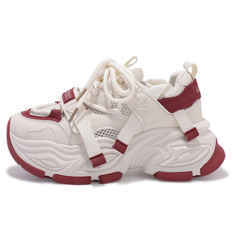 SNXR Cushioning Slip Resistant Cushioning Slip Resistant Low top Chunky Sneakers Women's Beige Red