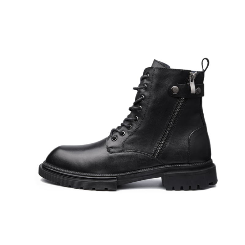 Brounvanm Brounvanm Top Grain Cow Leather Crew Combat Boots Men's