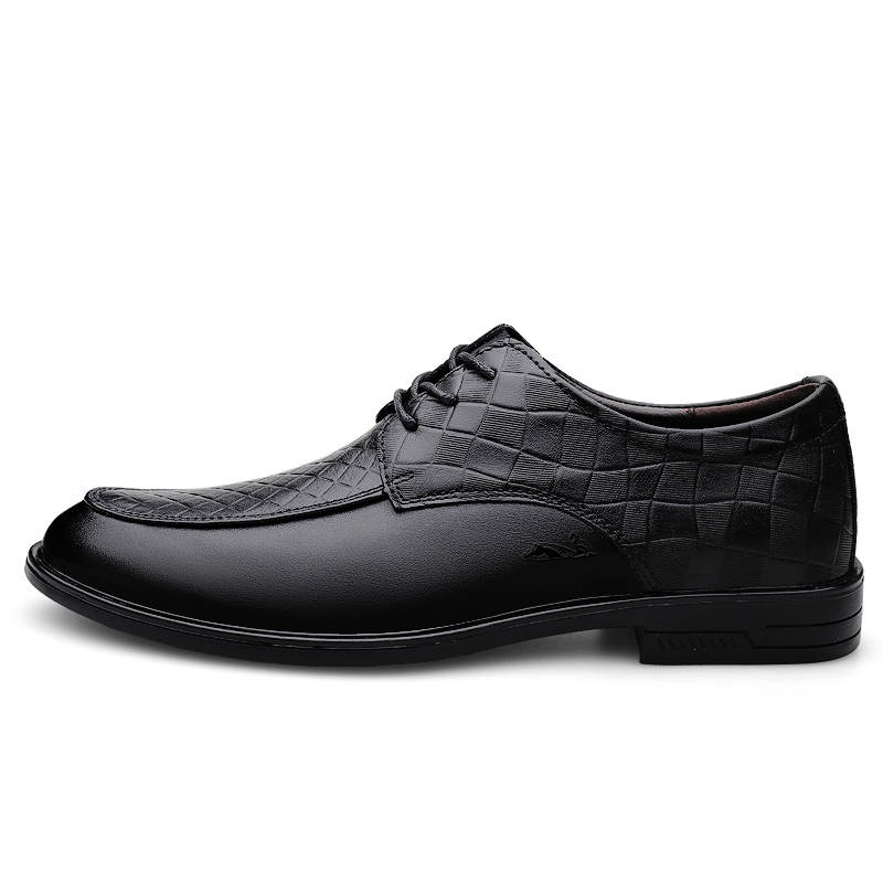 YINGLUNQISHI Top Grain Cow Leather Casual Shoes Men's Black
