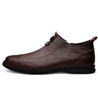 YINGLUNQISHI Top Grain Cow Leather Casual Shoes Men's Brown