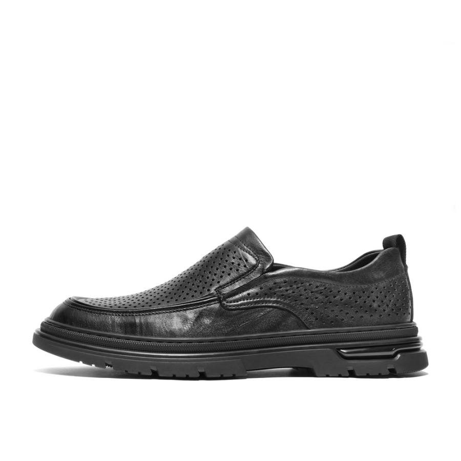 BELLE Casual Leather Shoes Men's Low Top Black
