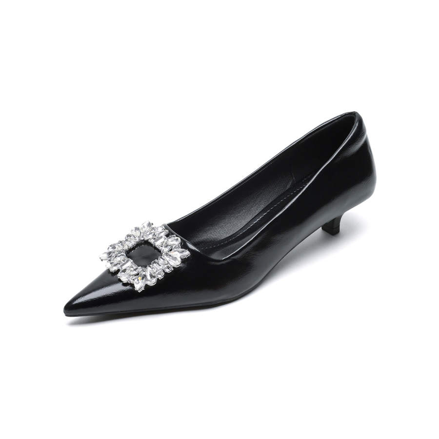 QITUMAUL Microfiber Leather Slim Heel High Heels Women's Black