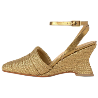 Castañer Julia Sheepskin Wedge Heel High Heels 7cm Women's Antique Gold