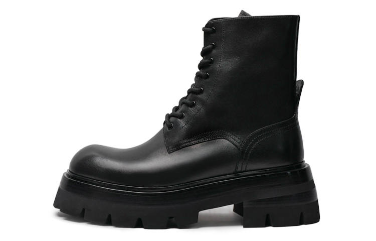 Viplander Viplander Top Grain Cow Leather 17cm Combat Boots 8cm Men's Black