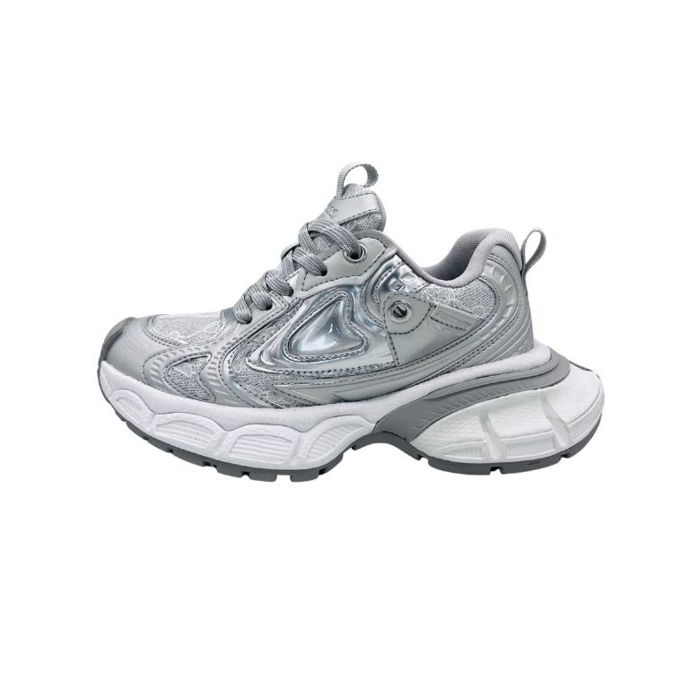 QIANJIN Mid top Chunky Sneakers Women's Silver