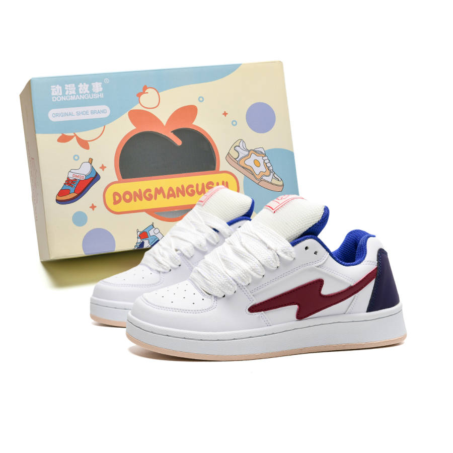 DONGMANGUSHI Low top Skateboard Shoes Unisex White Blue Red