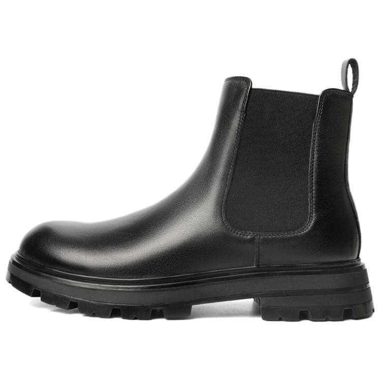 BELLE Minimalist Style, Easy To Match, Trendy And Cool Street, Fleece Lined Thermal Chelsea Boots Men's Black