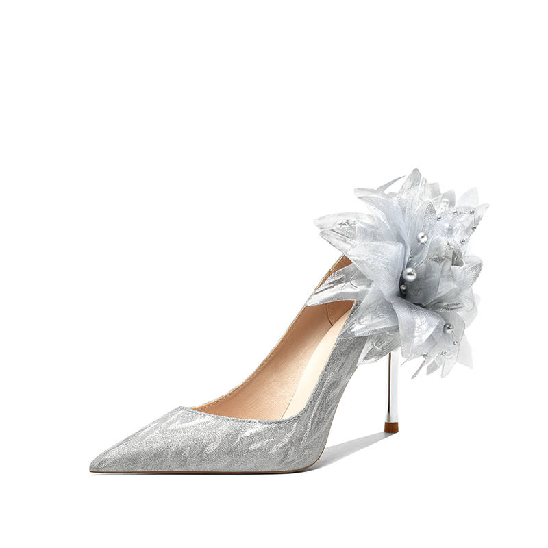 Imono Imono Pu Slim Heel High Heels Women's Silver