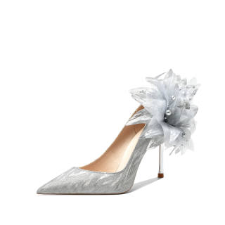 Imono Pu Slim Heel High Heels Women's Silver
