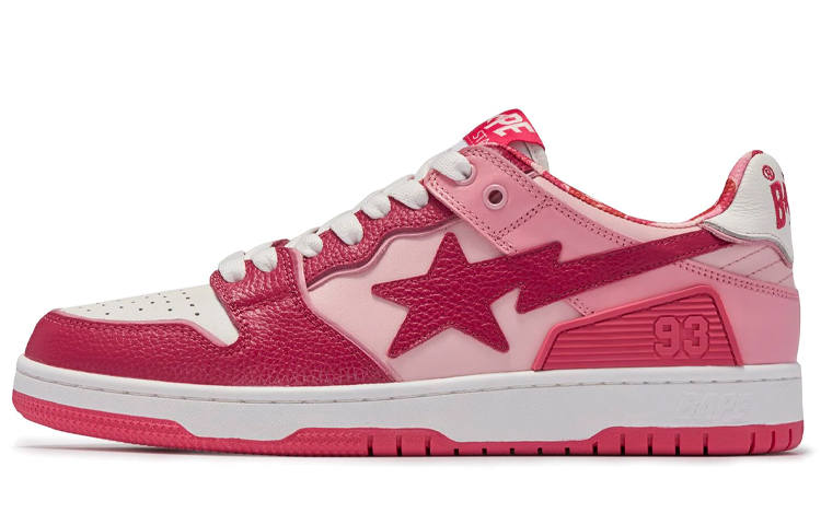 A BATHING APE SK8 STA Leather Stylish Skateboarding Shoes Women's Pink