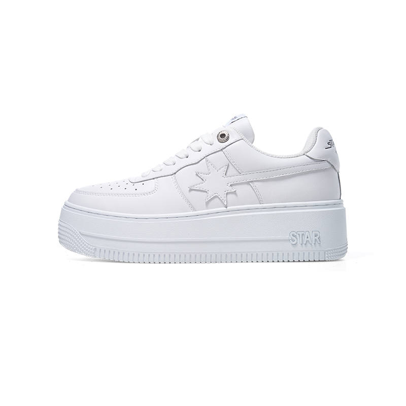 Starwalk Soldier Textile, Cow Leather Low top Skateboard Shoes Unisex White