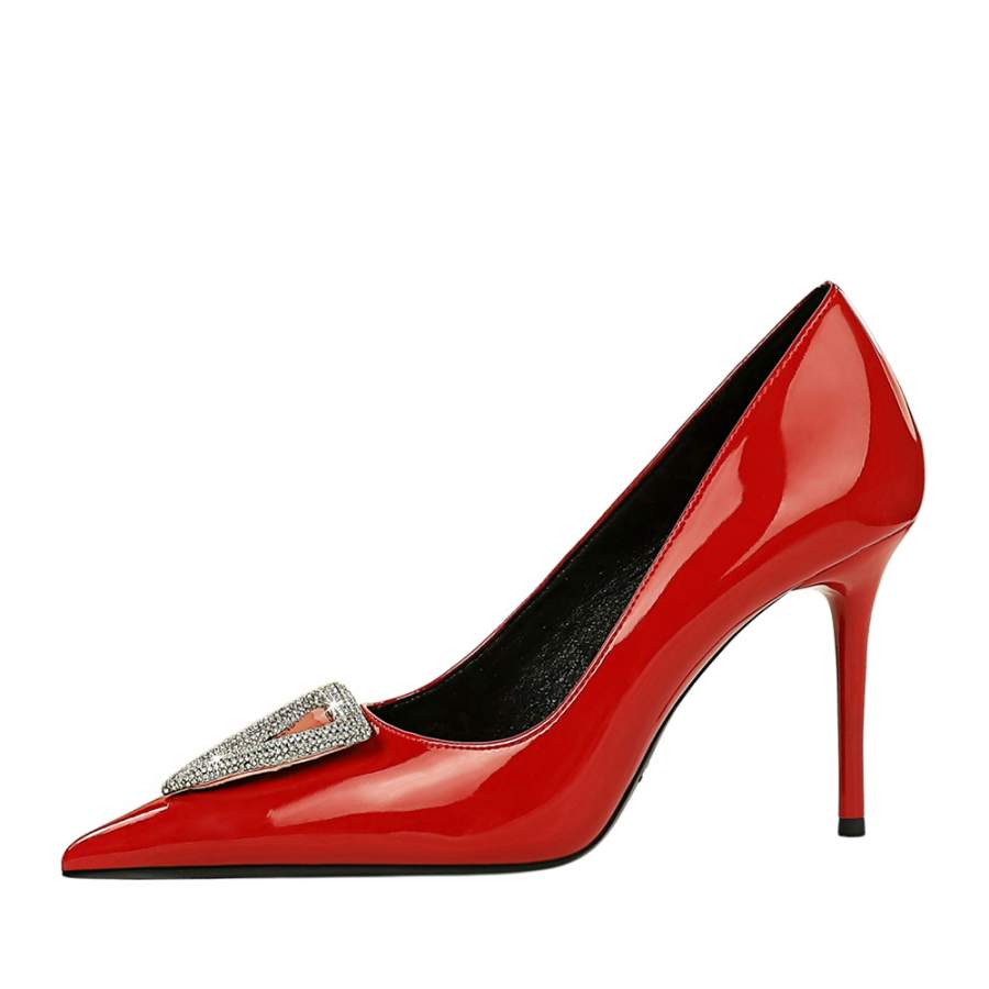QITUMAUL Patent Leather Slim Heel High Heels Women's